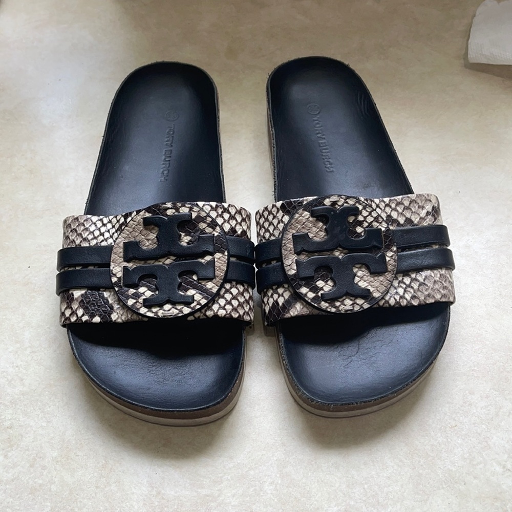 Tory Burch snakeskin slides